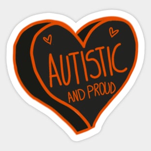 Autistic and Proud Orange Love Heart Sticker